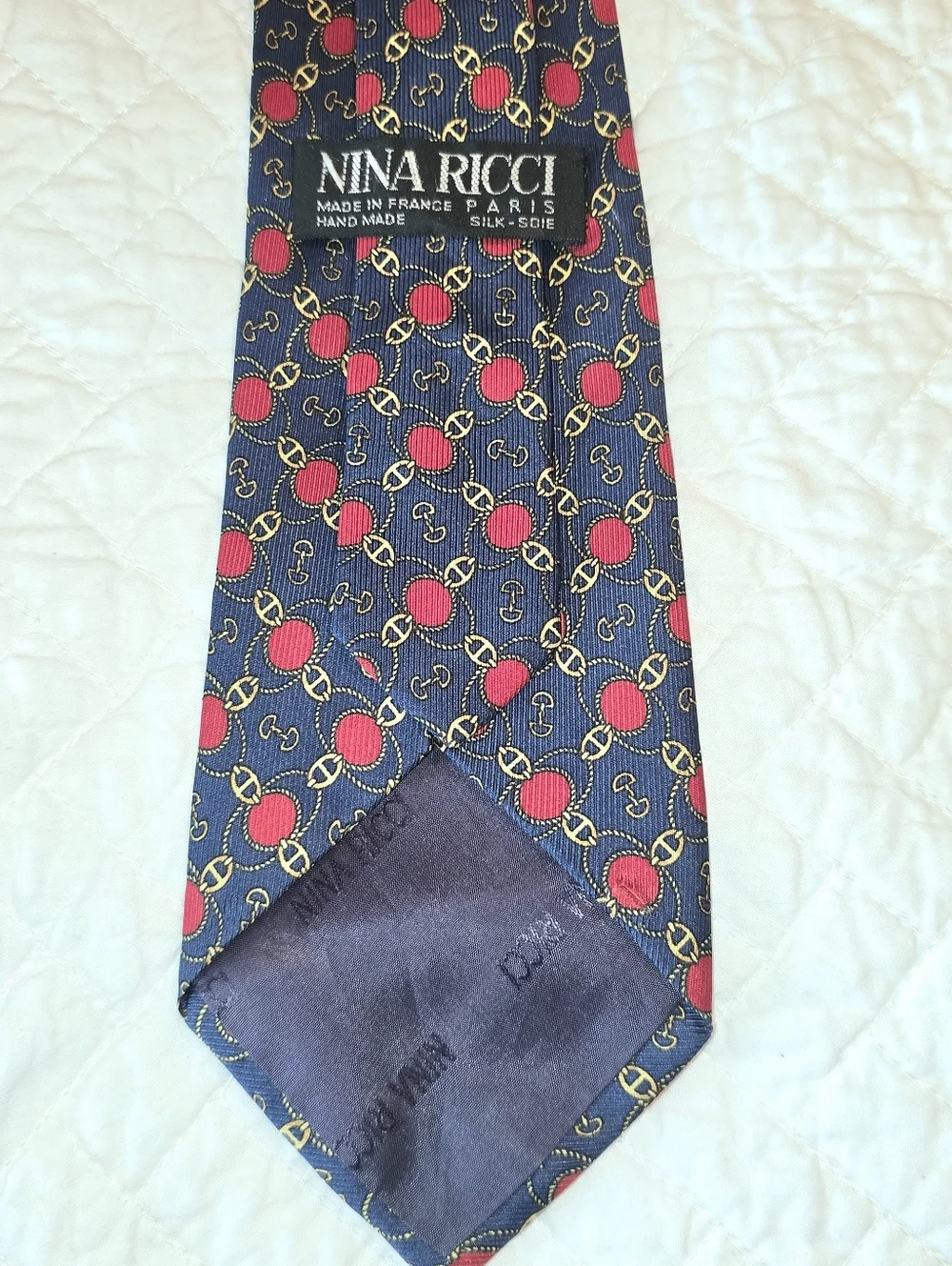 Nina Ricci Vintage 100% Silk Handmade Necktie